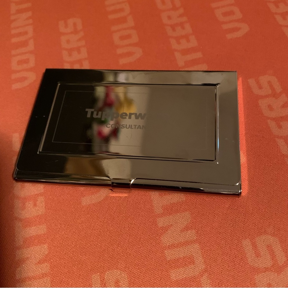 Tupperware Silver Business Card Holder